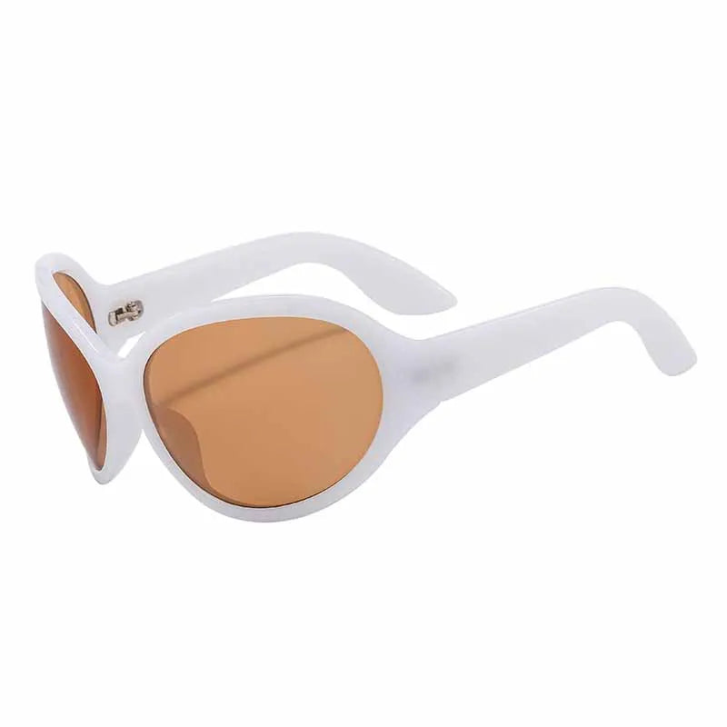 Oversized Oval Sunglasses Y2K Punk — Black | KIMLUD