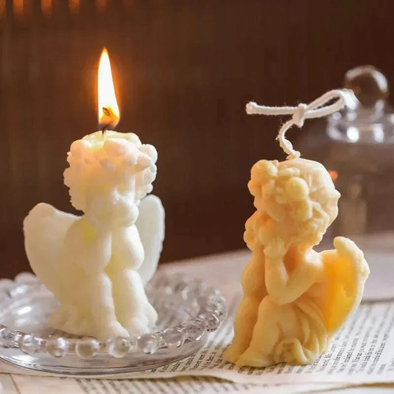 KIMLUD, Cute Candles Cupid Angel Scented Candle Ins Small Art Decorative Aromatic Candles Home Fragrant Decoration Candle Posing Props, KIMLUD Womens Clothes