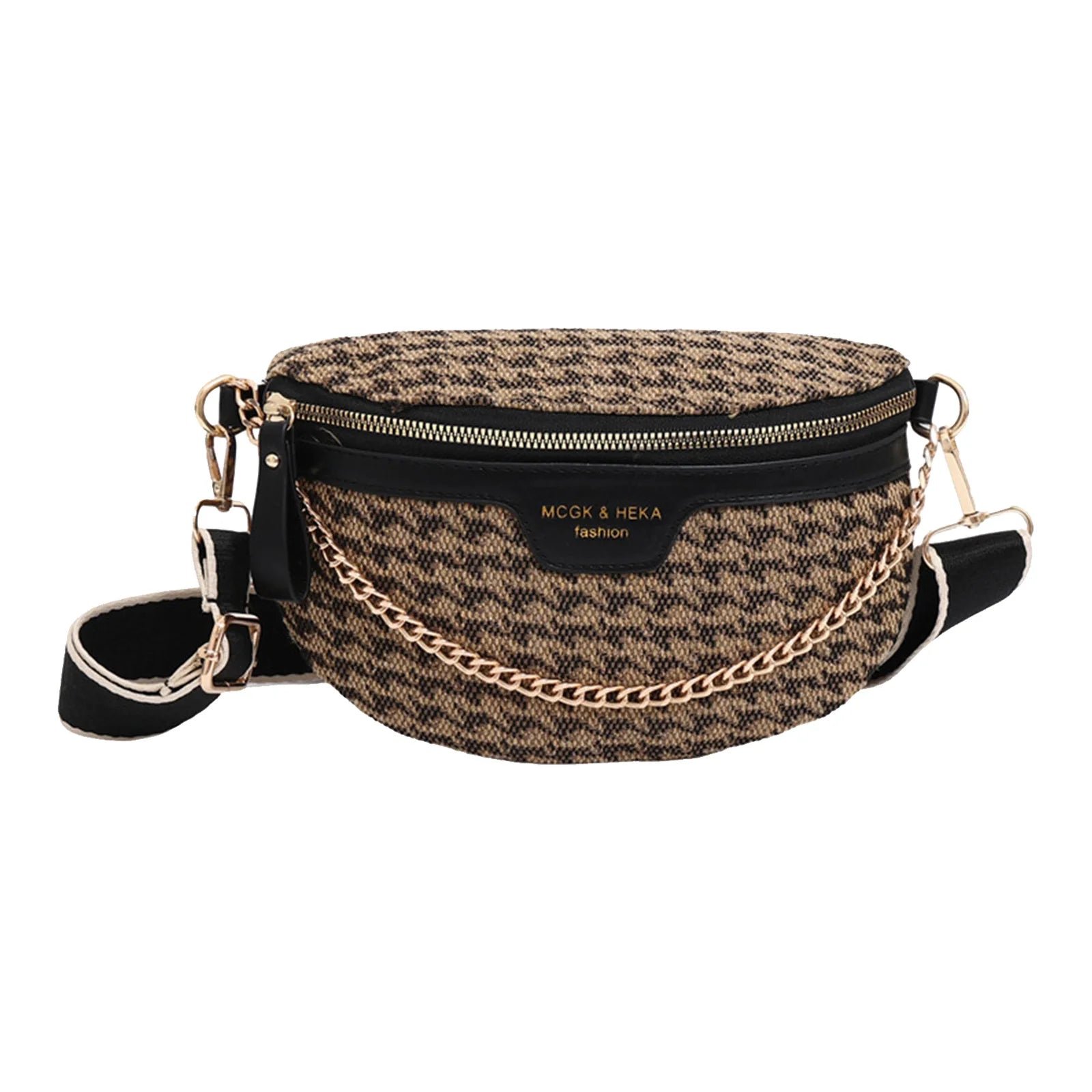Fashion Grid Chest Bag Retro Crossbody Bags Trendy Sling Shoulder Bag Travel Wide Strap Waist Bag Women Small Chain Fanny Pack