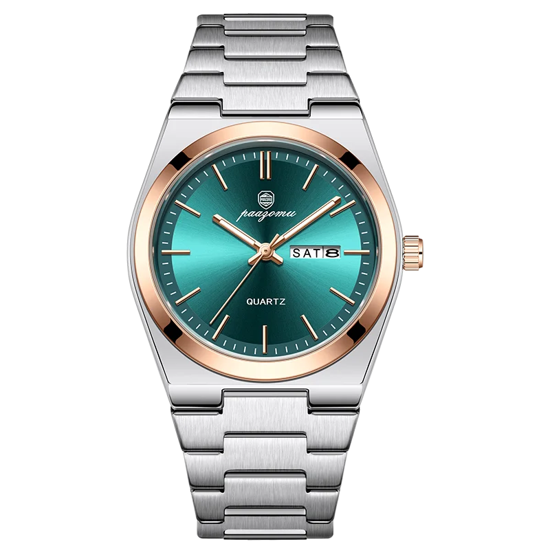 Stainless Steel Watch Luminous Date — Teal | KIMLUD