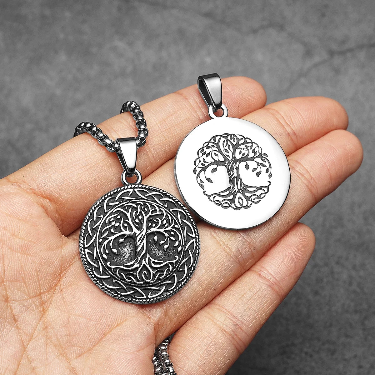 Double Side Tree of Life Men Necklaces With Pendant Stainless Steel Jewelry For Male Women Punk Accessories Gifts Wholesale