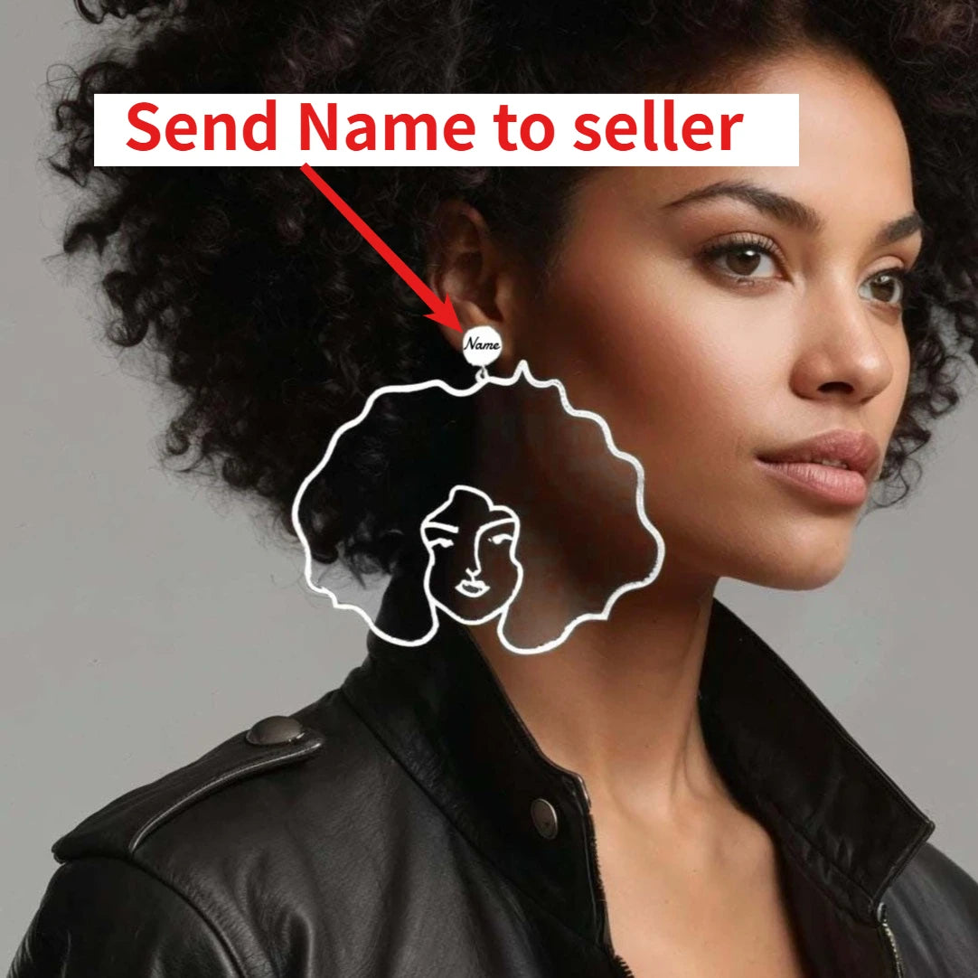 Oversized Faceline Earrings Luxurious 18k Gold Gold Plated African Woman Earrings Exaggerated Afro Hair Earrings for Women Girls