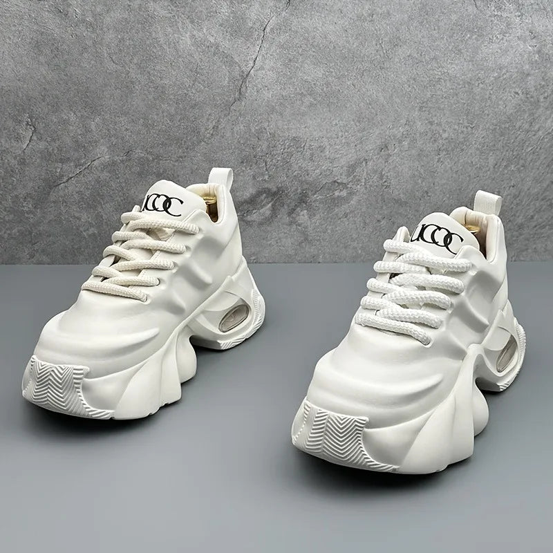 Fashionable Men's Shoes, 2025 Autumn Sports and Leisure Dad Shoes, Versatile Thick Soled High Rise Minimalist Board Shoes