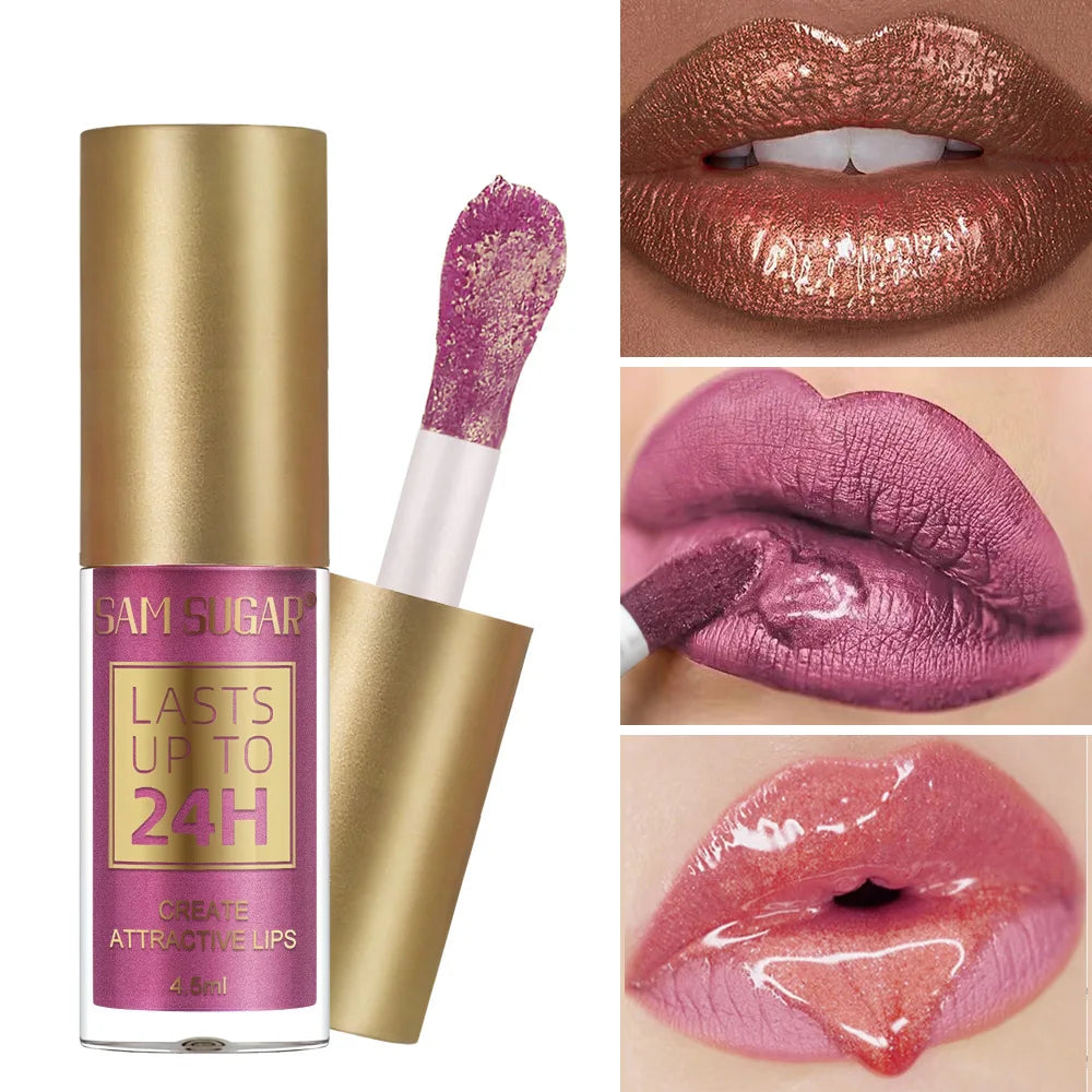 Liquid Lipstick Long Lasting 24H, Metallic Shimmer High Pigment Lip Gloss, Transfer & Smudge Resistant Lip Color