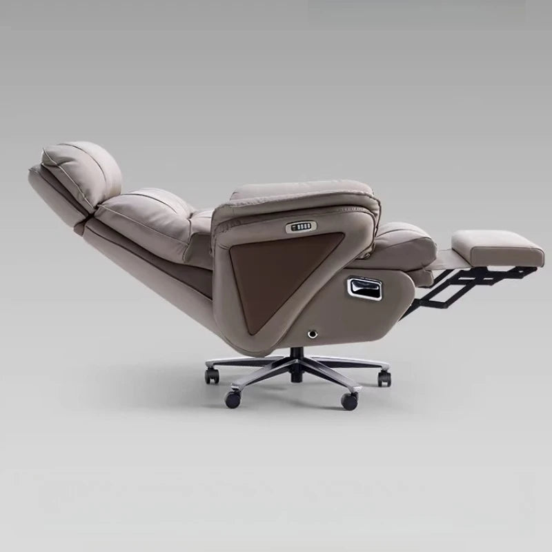 Genuine Leather Reclining Gaming Chair — Gray | KIMLUD
