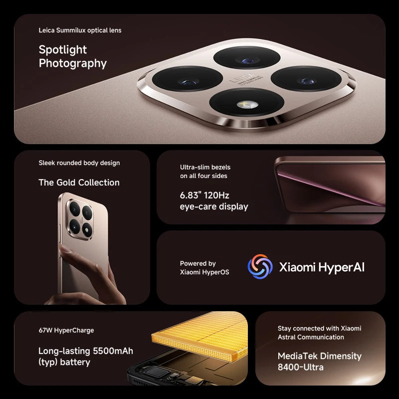 Global Version Xiaomi 15T 5G Smartphone 12GB RAM 256GB / 512GB ROM Leica Camera 6.83" AMOLED 120Hz 67W MTK Dimensity 8400-Ultra CPU NFC