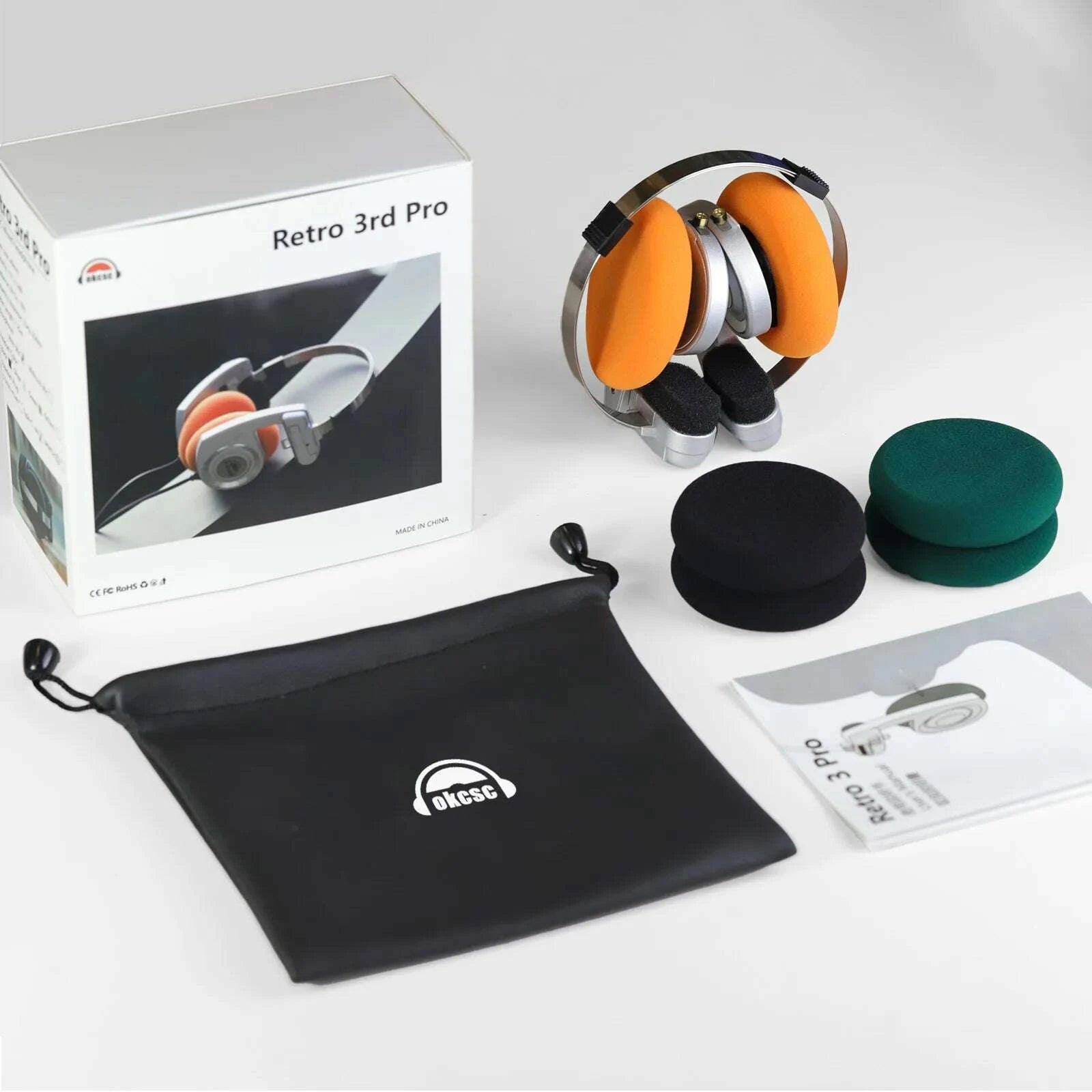 KIMLUD, OKCSC Retro 3rd Generation Headphone Wired/Wireless Earphones 40mm Driver Open End HiFi Headset Only Bluetooth Version 2-in-1, KIMLUD Womens Clothes