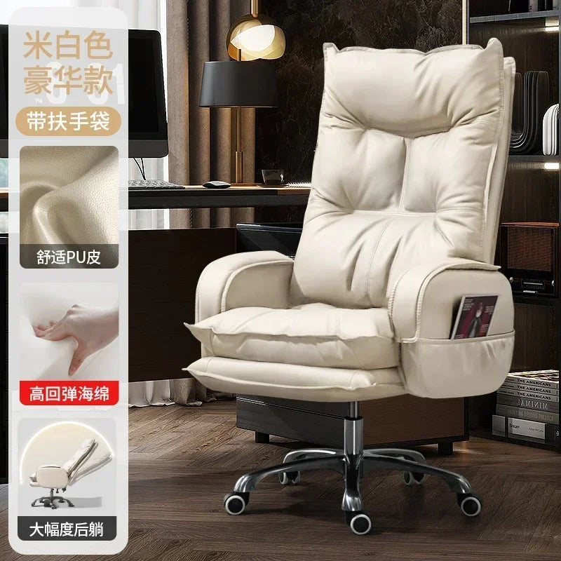 Cortex Leather-Blend Office Chair Executive Desk Chair With Ergonomic High Back — Cognac Brown | KIMLUD