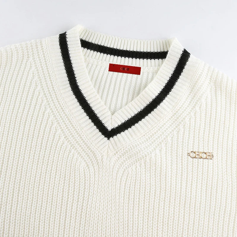 Women's Sweater - New Splicing Design - Polyester Knit - Loose Fit | KIMLUD