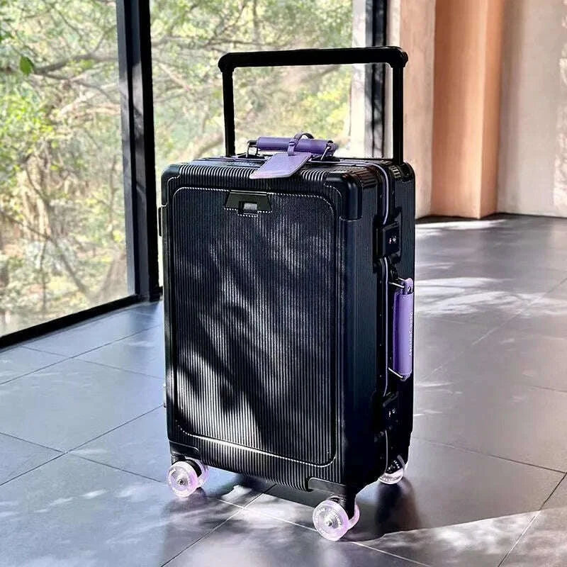 front-opening-pocket-rolling-luggage-aluminum-frame-wide-handle-trolley-suitcase-with-upgrade-silent-wheel-usb-charging-plug-tsakimlud-womens-fashion-34614323