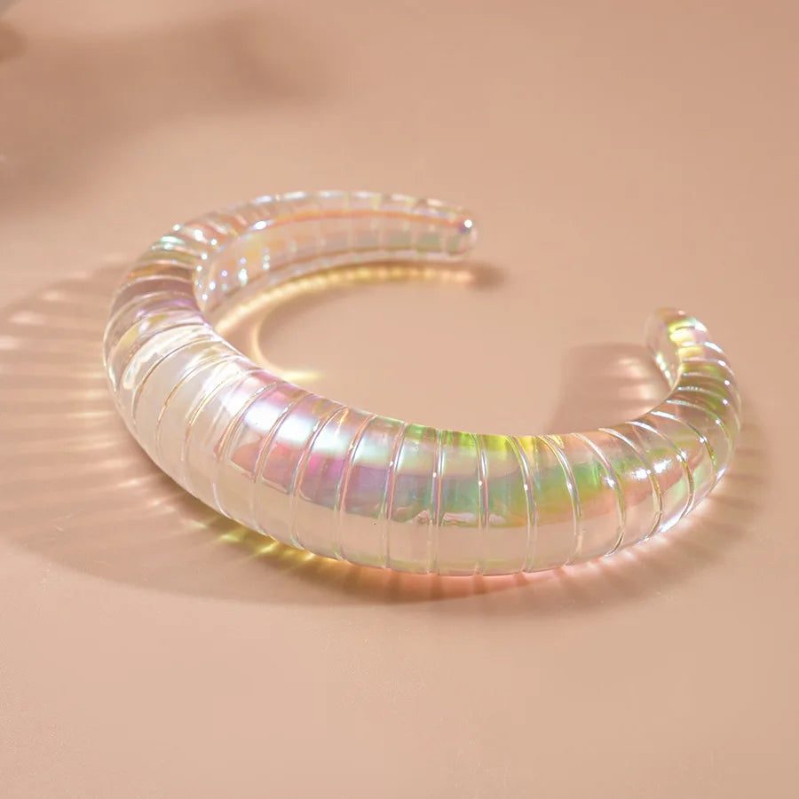 Bohemia Transparent Colorful Acrylic Opening Bangle for Women Irregular Large Wide Cuff Bracelet New Trend Couple Jewelry F