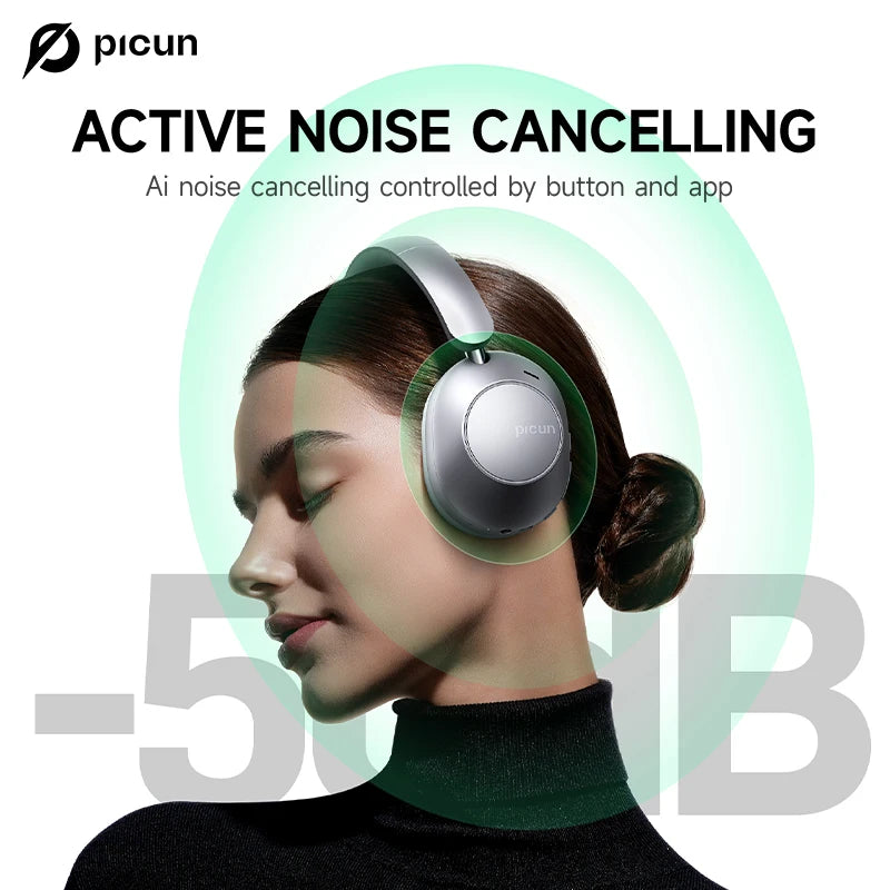 KIMLUD, Picun F6 Active Noise Cancelling Bluetooth Headset Hi-Res ANC Head Tracking 3D Audio Wireless Headphones APP Control Low Latency, KIMLUD Womens Clothes