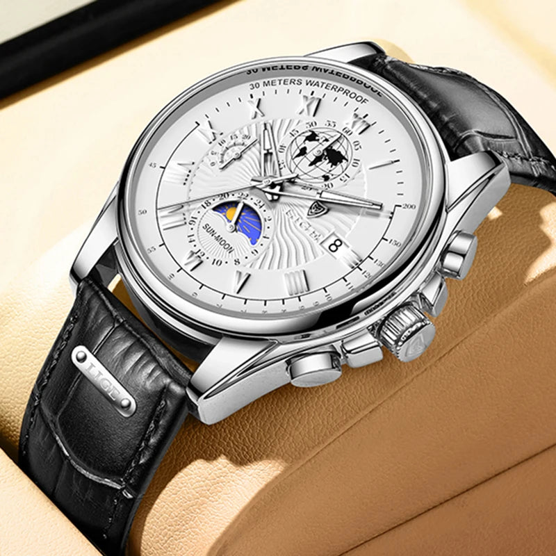 LIGE Fashion Automatic Date Men Quartz Watches Top Brand Luxury Male Clock Chronograph Sport Mens Wrist Watch Relogio Masculino
