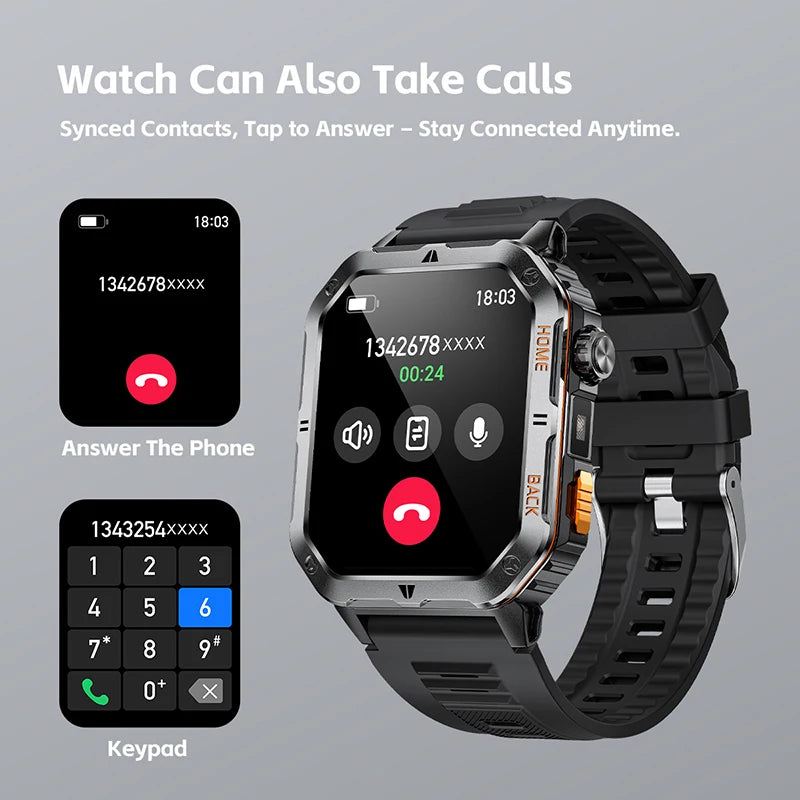 2025 New Military Outdoor 1000 mAh Battery Smart Watch Men GPS Sports Heart Rate IP68 Waterproof BT Calling Smartwatch Man xiaom