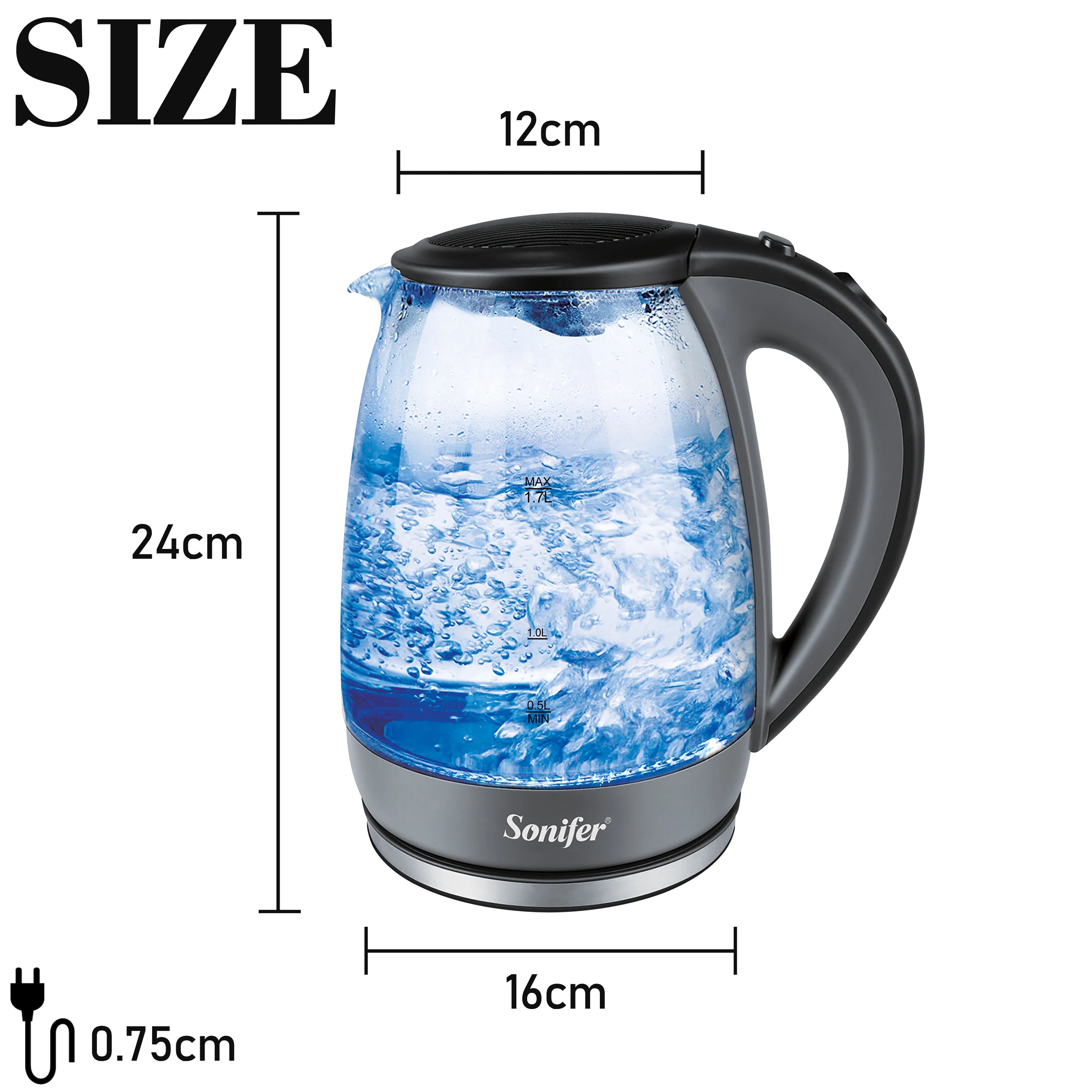 Glass Health Preserving Electric Kettle — Clear | KIMLUD