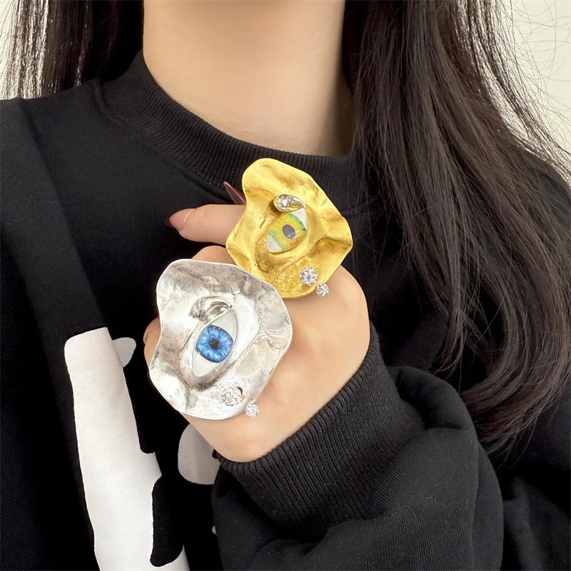 Human face opening single size ring personalized old eyes ring ring