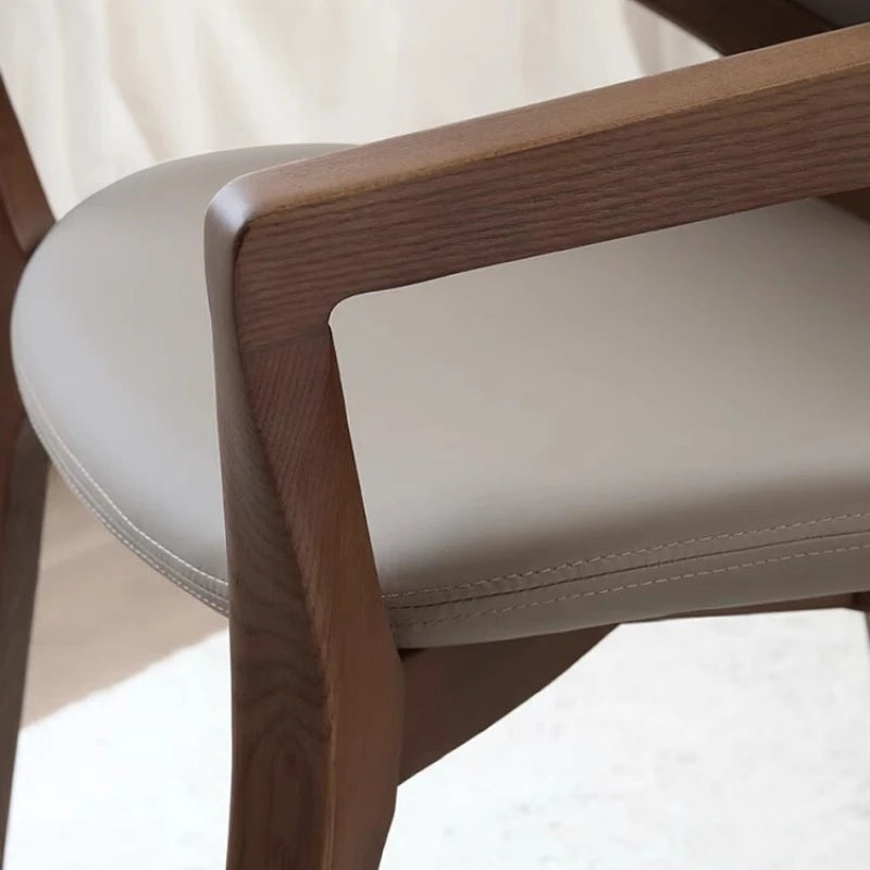 Nordic Chair Ivory Leather On Walnut Wood — Ivory | KIMLUD