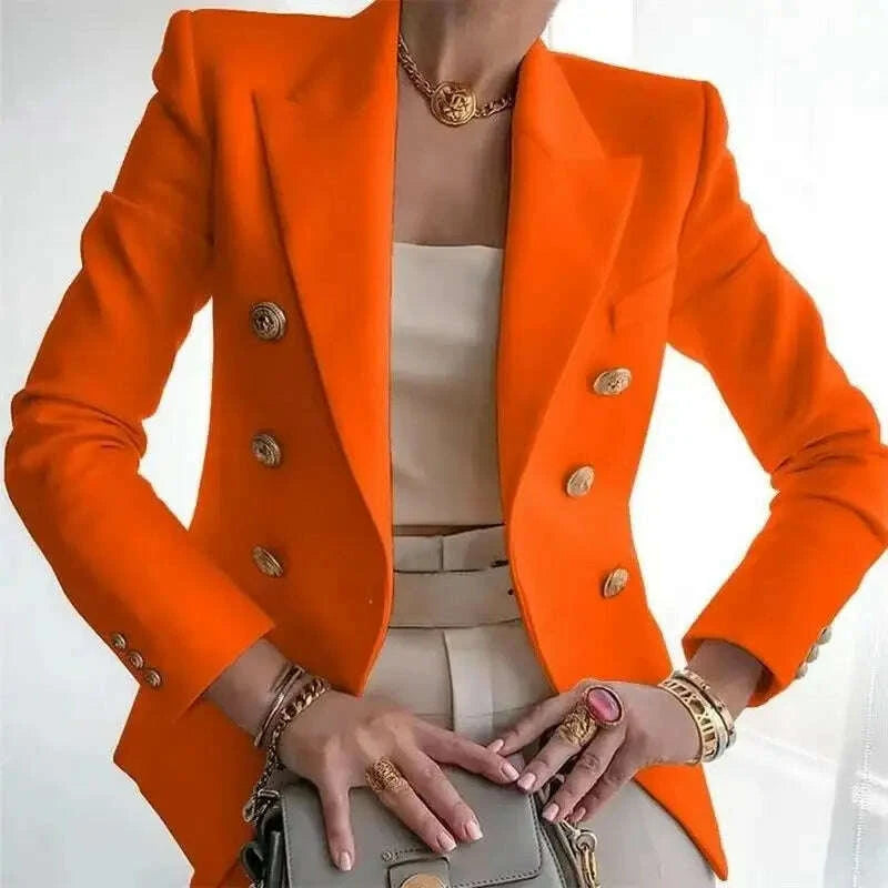 KIMLUD, Women's Small Blazer Jacket 2025 Spring Autumn Casual Office Elegant Ladies Suit Coat High-end Double-breasted Lady Outerwear, KIMLUD Womens Clothes