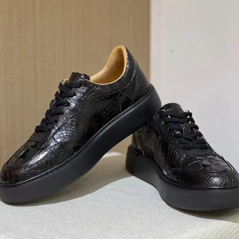 2025 new arrival Fashion Crocodile Skin causal shoes men,male Genuine leather Sneakers pdd587