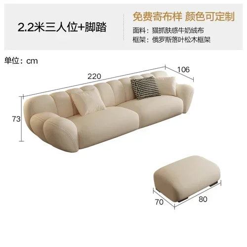 Velvet Sofa Set Nordic Minimal Relaxed — Creamy White | KIMLUD