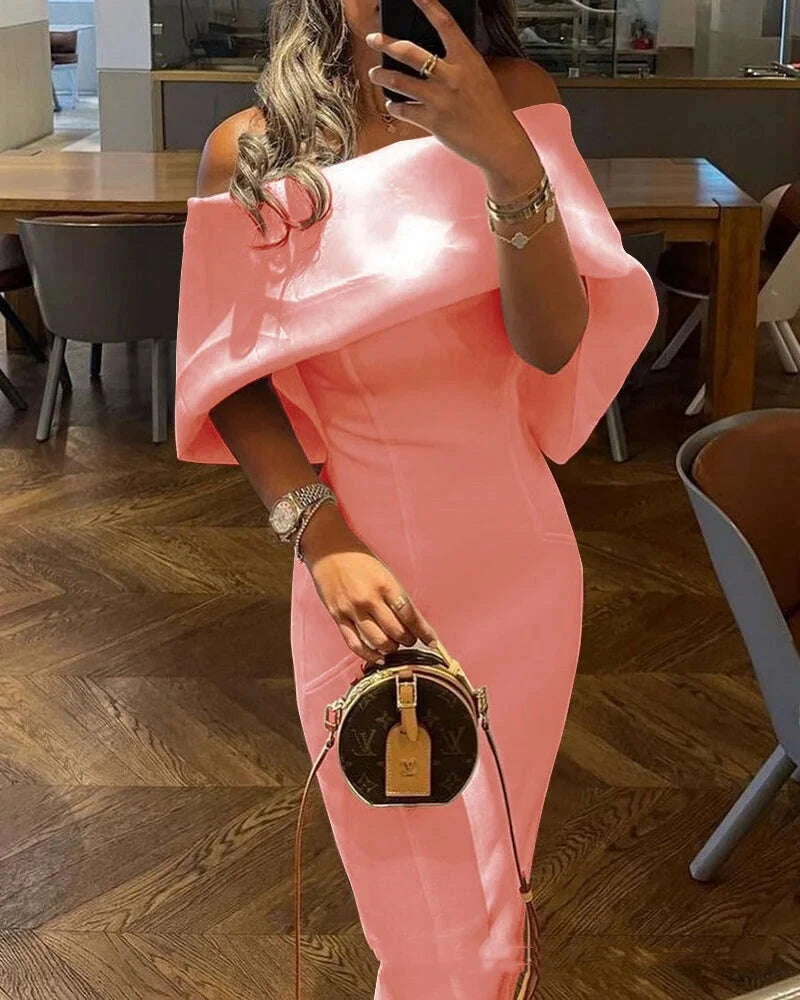 ele-off-oulder-slim-fit-dr-high-waisted-zipper-detail-court-sle-polyester-material-ort-sve-mid-length-skirtkimlud-womens-clothes-35081752