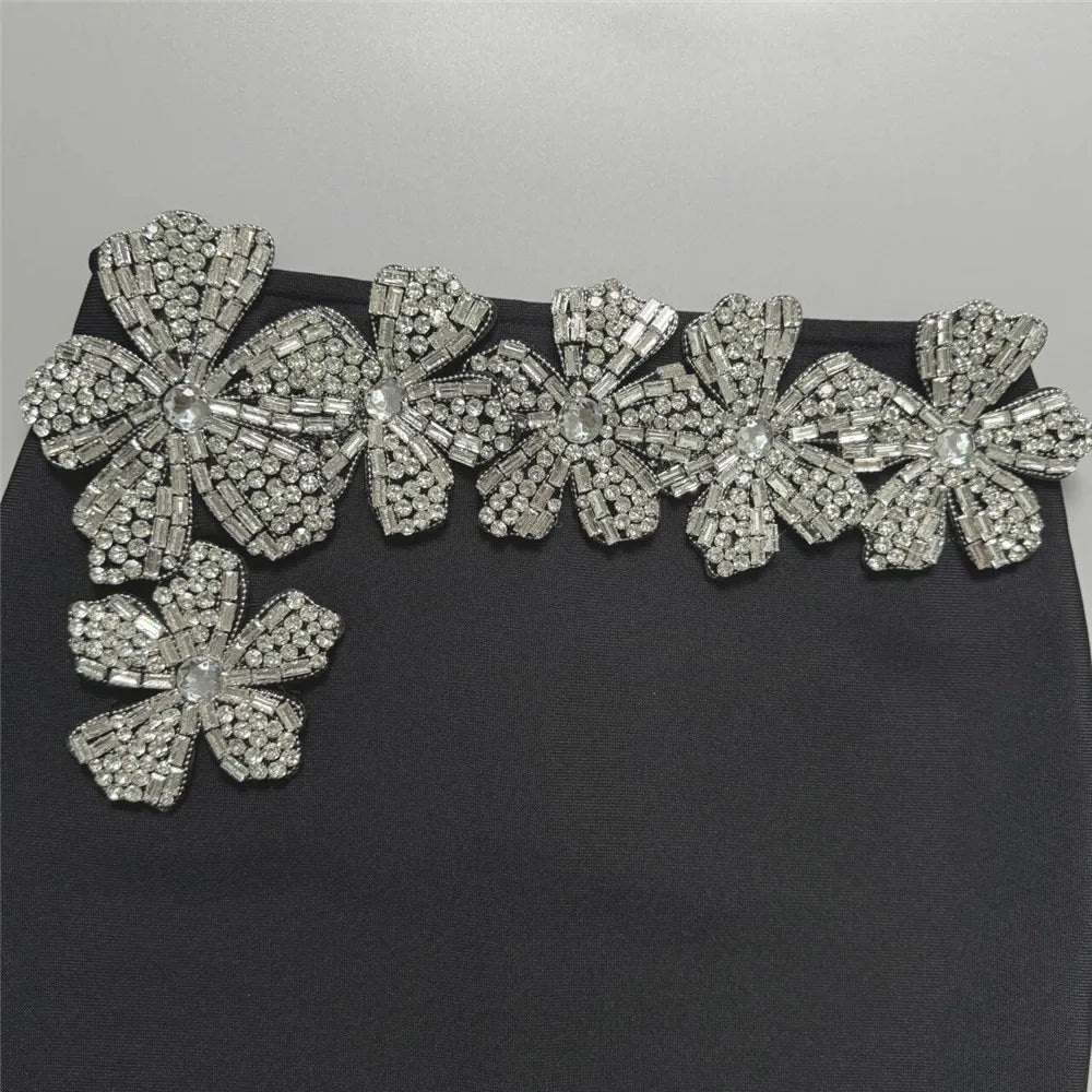 2024 New Arrival Women Two Pieces Sets Sexy Diamonds Long Sleeve Tops Skirts Autumn Clothes Club Party Bandage Sets