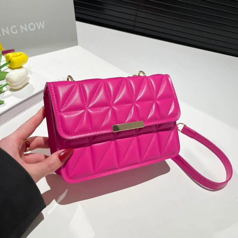 Korean Style Crossbody Bag Single Shoulder Chain — Pink | KIMLUD