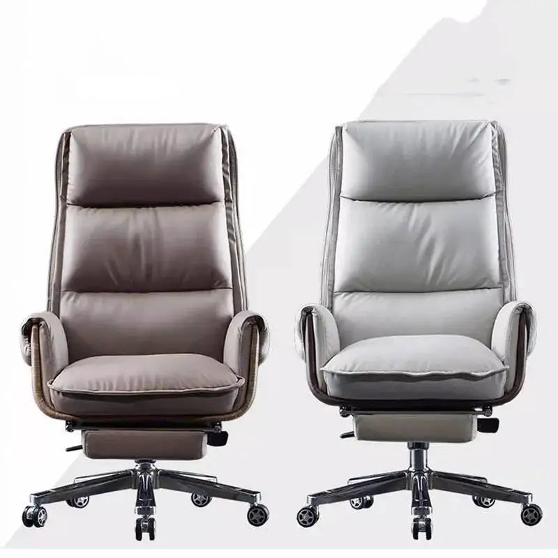 Leather Ergonomic Swivel Desk Chair — Taupe | KIMLUD