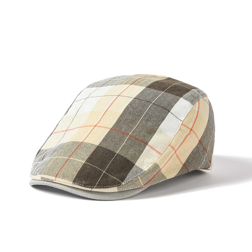 Newsboy Cap – Colorful Checkered Pattern – Polyester – Multicolor | KIMLUD