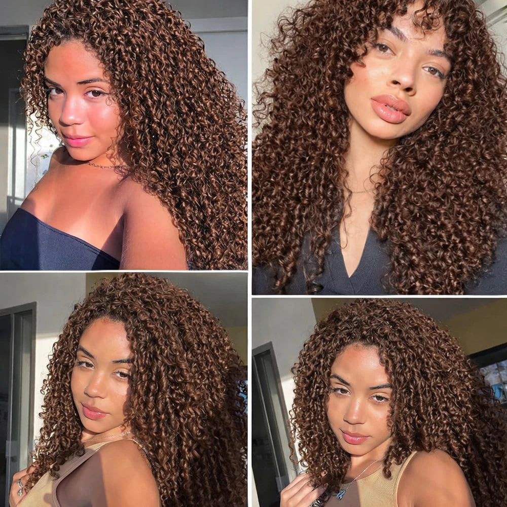 Kinky Curly Feather Crochet Hair Extensions Human Hair — Honey Blonde | KIMLUD