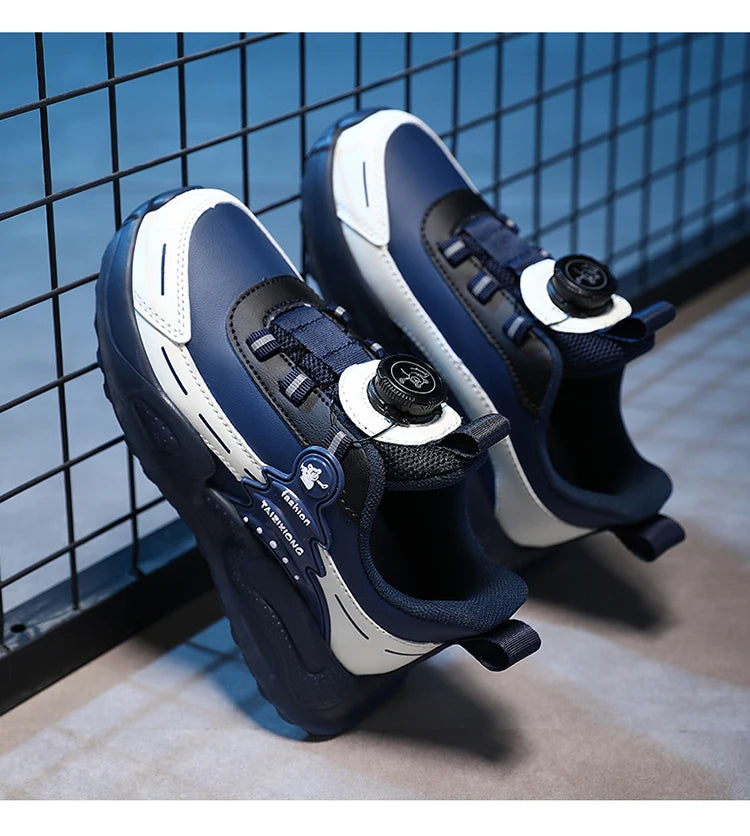 Leather Running Shoes Anti-Slip Waterproof — Black | KIMLUD
