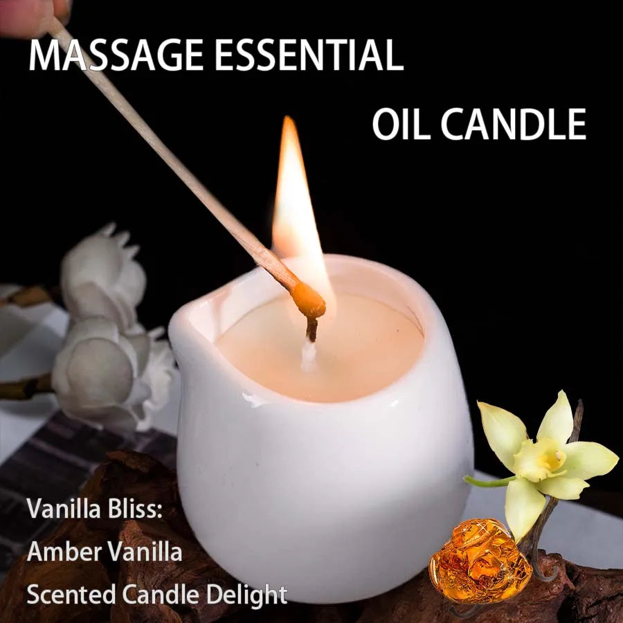 Coconut Wax Massage Candle Amber Vanilla — Amber-Gold | KIMLUD