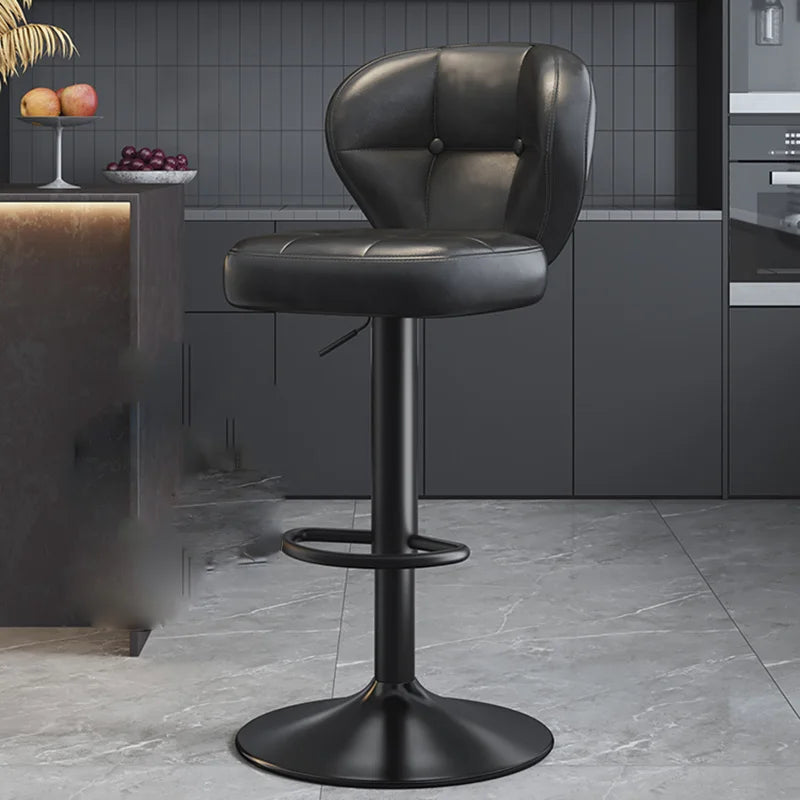 Leather Luxury Designer Bar Stools Minimalist Nordic Counter Gaming Bar Chairs With Back Comfortable Cadeira Trendy Furniture