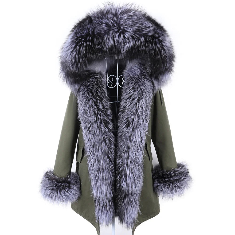 2023 Super Hot Winter Jacket Hooded Long Overcoat Parkas Female Clothes Removable Real Fox Fur Collar Coats Woman