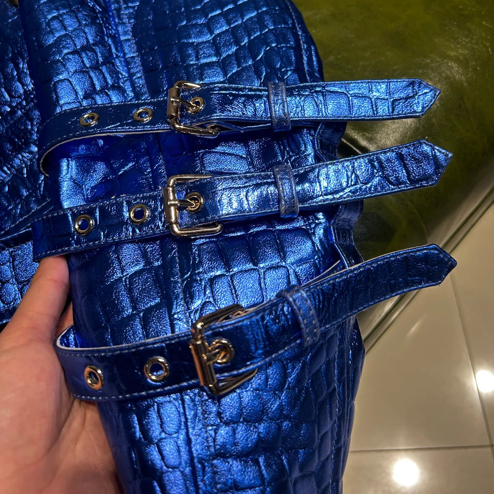 Shiny Blue Women Leather Jacket Real Lambskin Leather Cloth Streetwear Leather Jackets