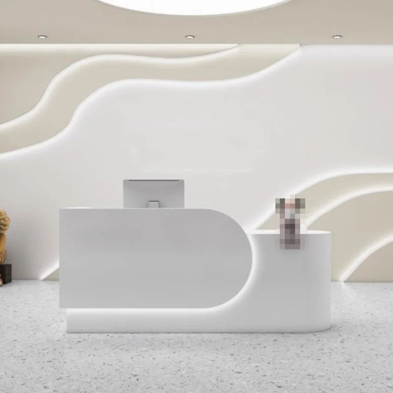 Best Organizers Reception Desks Design Display Drawer Beauty Reception Desks White Led Lights Comptoire Accueil Trendy Furniture
