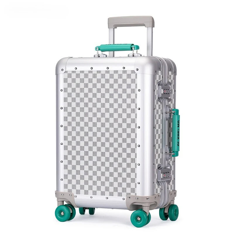 Aluminum Magnesium Alloy Rolling Suitcases — Silver | KIMLUD