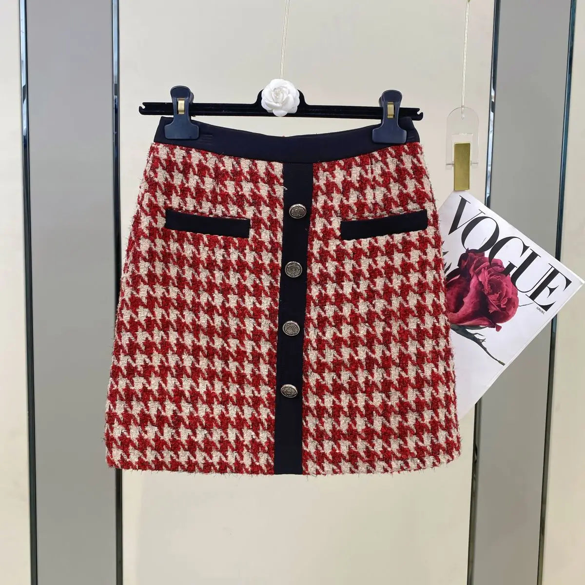 KIMLUD, Women Elegant Chic Vintage Tweed Fragrant Suit Jacke Coat Top And Skirt 2 Piece Set Outfit 2023 New Winter Jacquard Party Cloth, KIMLUD Womens Clothes