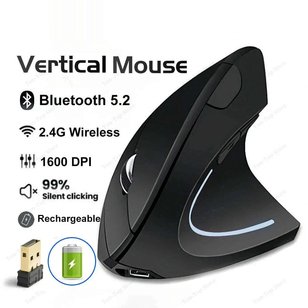 KIMLUD, Vertical Mouse Ergonomic Mouse 2.4G Wireless Mouse Dual Mode Bluetooth Mice RGB 1600 DPI Silent Mouse for PC Laptop Desktop, KIMLUD Womens Clothes