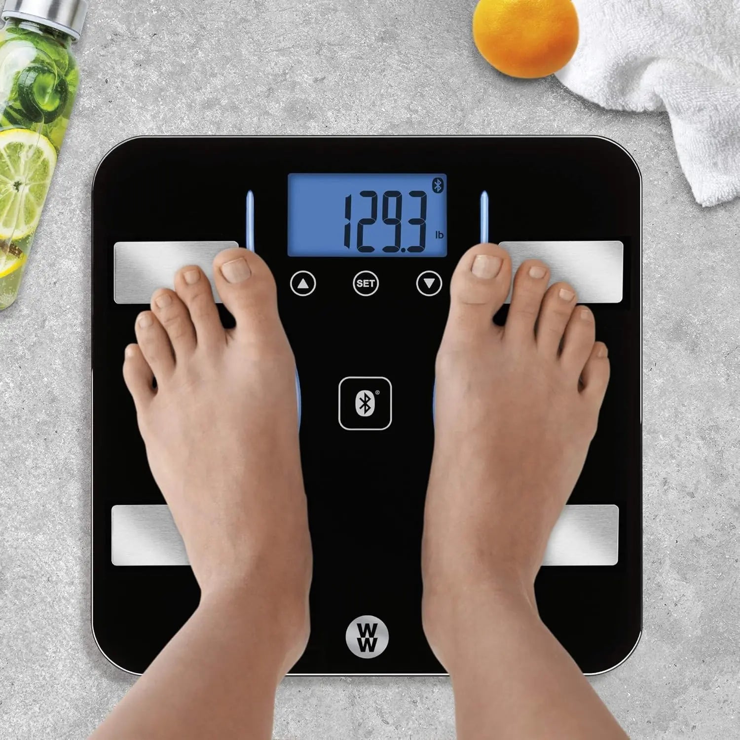 Digital Bluetooth Bathroom Scale with BMI and Body Fat Analysis, Supports 9 Users up to 400 Lbs, Black
