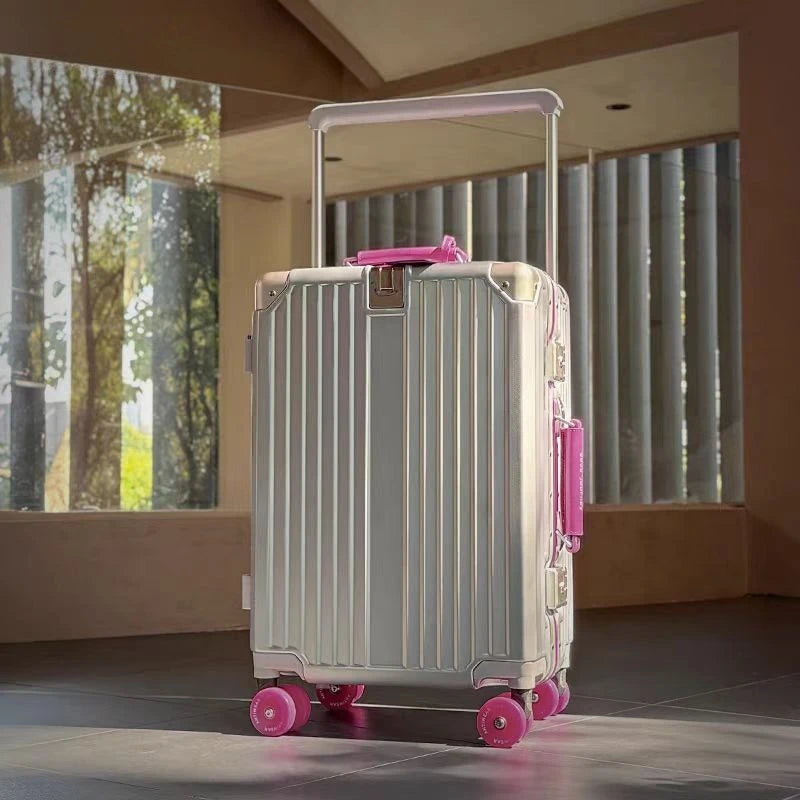 Wide-Handle Travel Suitcase With Cup Holder — Black | KIMLUD