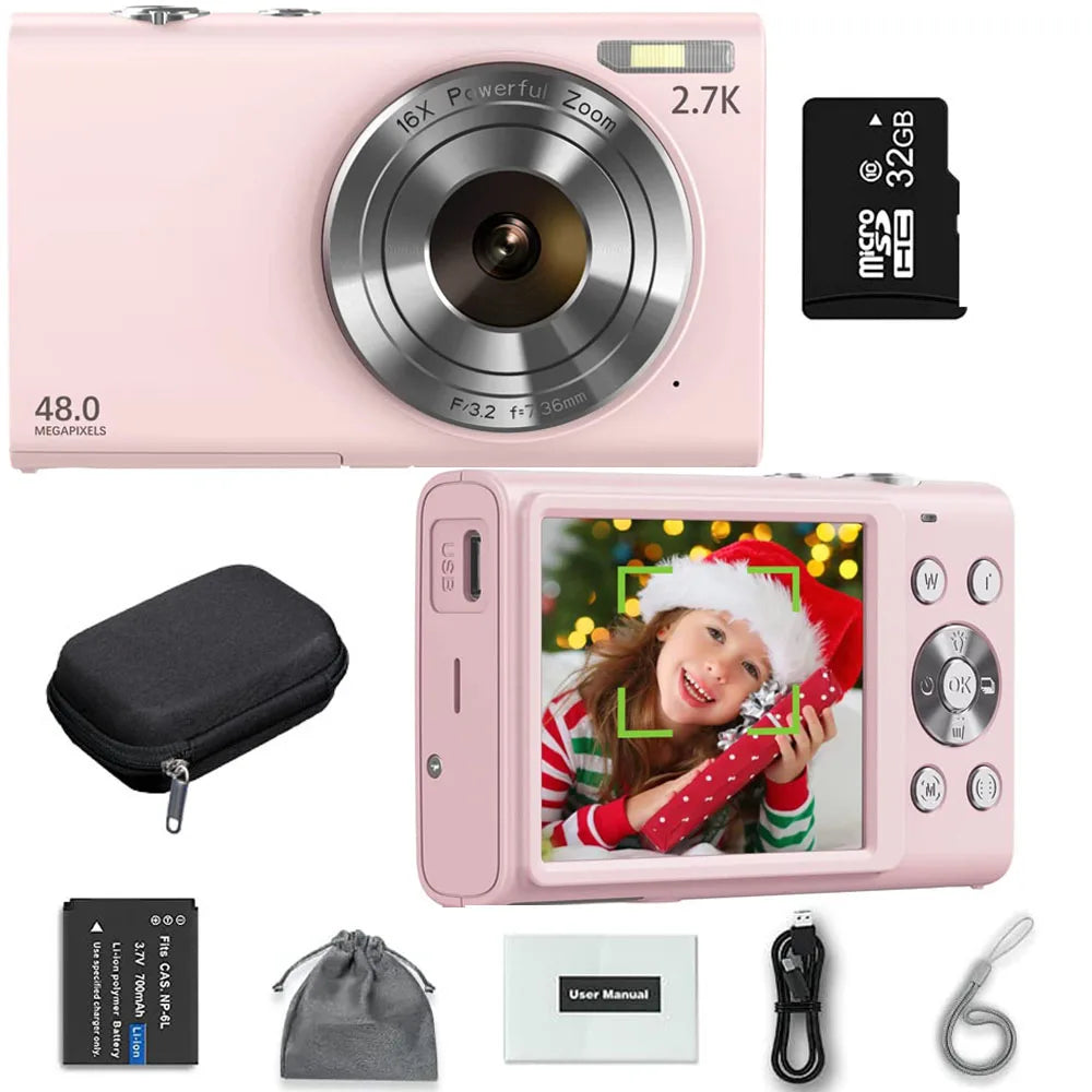 Plastic Vlogging Camera 4K Autofocus — Pink | KIMLUD