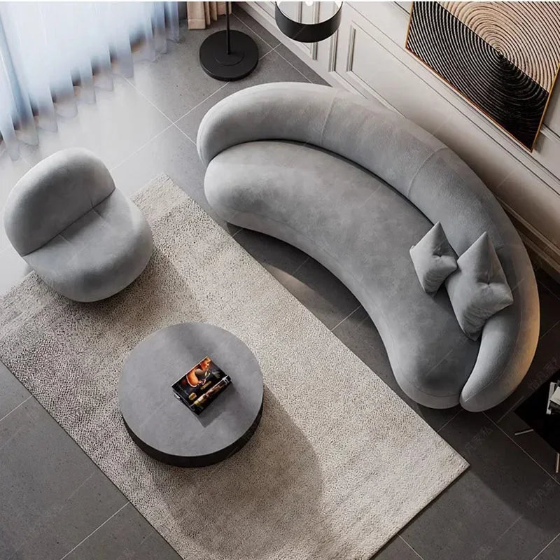 Nordic Sectional Sofa Elastic Luxury Upholstery Minimalist Silhouette — Ivory | KIMLUD