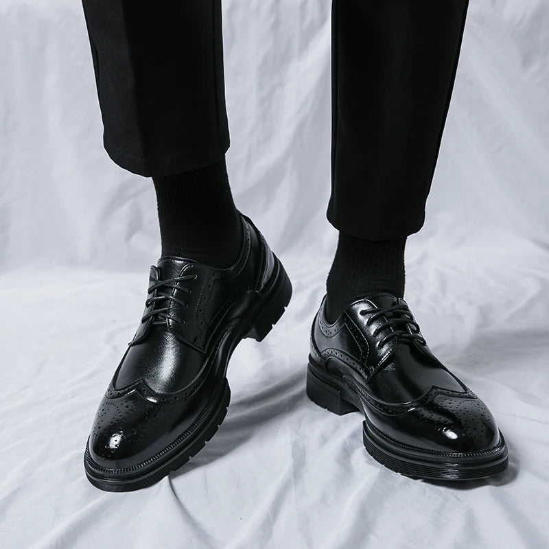 Handmade Men's Wingtip Oxford Shoes Black Leather Brogue Men's Formal Leather Shoes Classic Business Formal Men's Shoes Oxfords