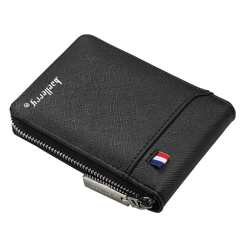 PU Leather Wallet Zippered Multi-Card Coin Pocket — Black | KIMLUD