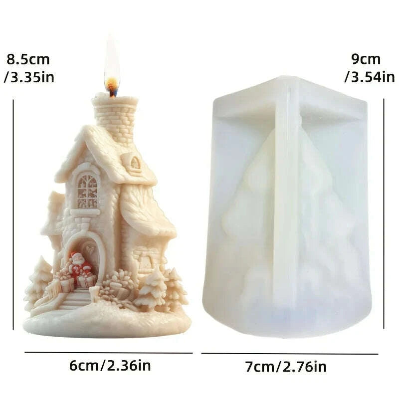 KIMLUD, 2025 Christmas House Fragrance Candle Silicone Mold Santa Claus Santa Claus Knocking On Door Giving Gifts Resin Plaster Molds, KIMLUD Womens Clothes