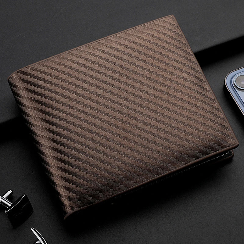 Men's wallet new carbon fiber multi slot zipper change bag card bag wallet men's short version