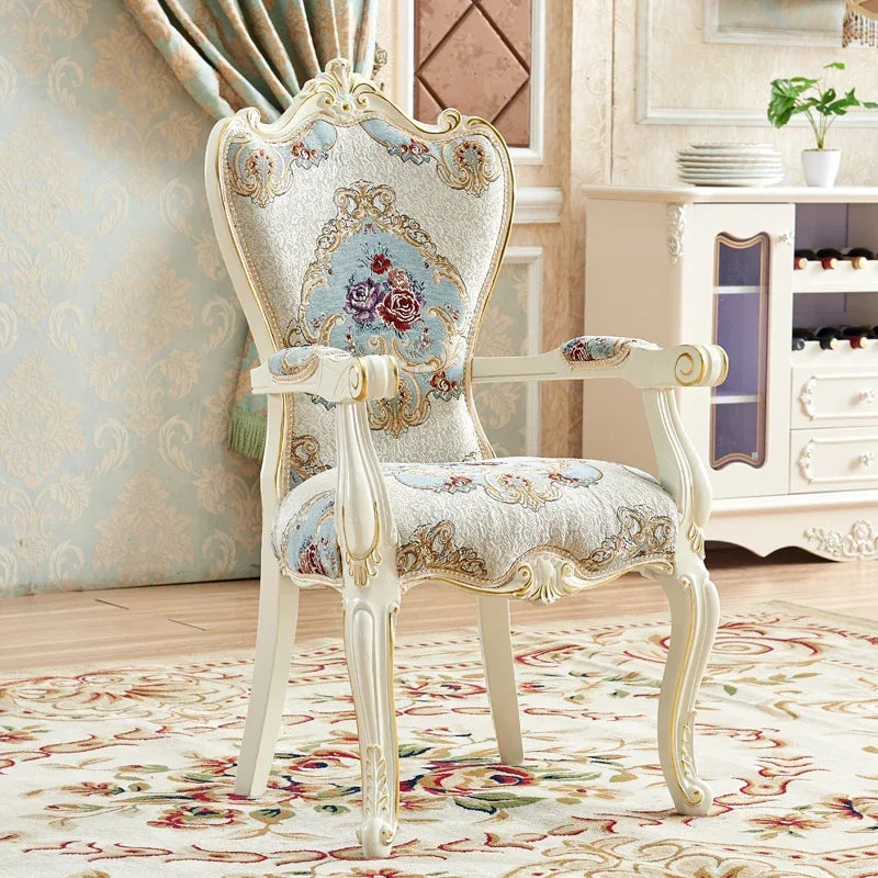 X European Solid Wood Dining Chair Princess Lazy Throne Luxury Lounge Chair Fashion Butterfly Ergonomic Muebles Entrance Furnitu
