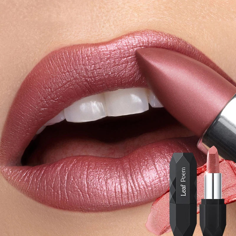 Pearlescent Glitter Matte Lipstick Diamond Shine — Nude Pink | KIMLUD