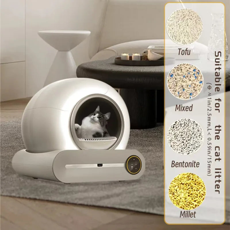 Self-Cleaning Automatic Cat Litter Box Enclosed 65L — White | KIMLUD
